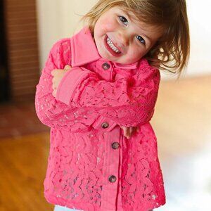 NWT Size Small-Rose Cotton Floral Lace Button Down Top